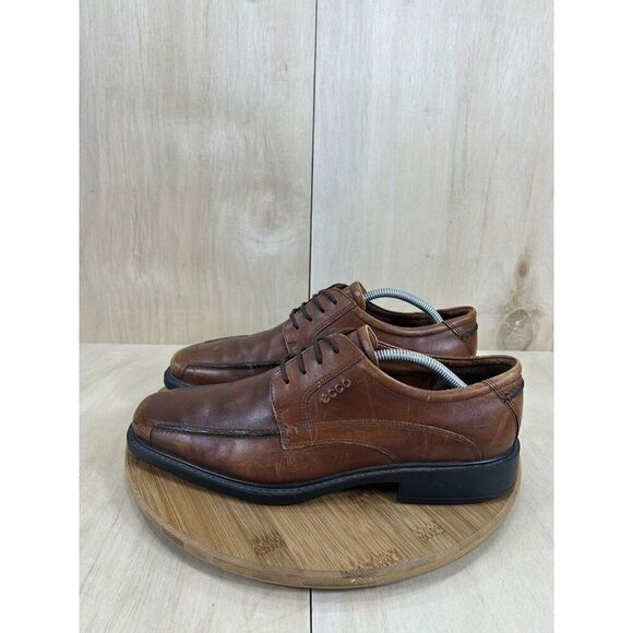 Ecco Helsinki Brown Leather Dres Shoes Mens Size 43 US Mens Size 9/9.5 - Picture 1 of 7